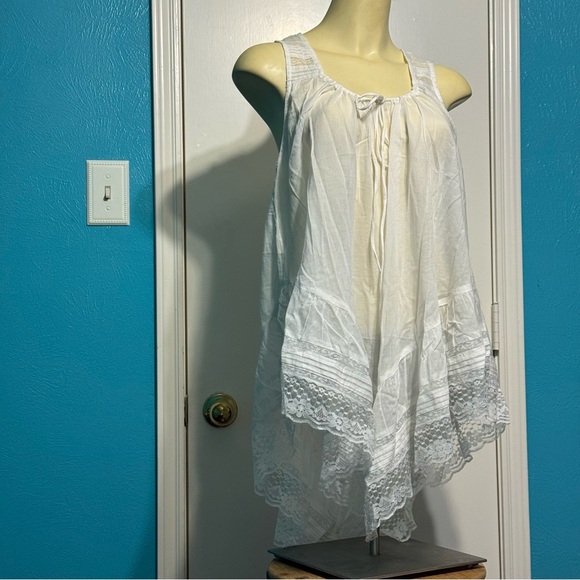 Free People Coretta Tunic Cream White Sheer Lace Trimmed Top Small NWT - Picture 10 of 16